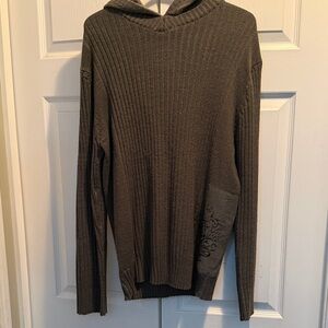 Men's Charcoal Ribbed Hoodie Sweater